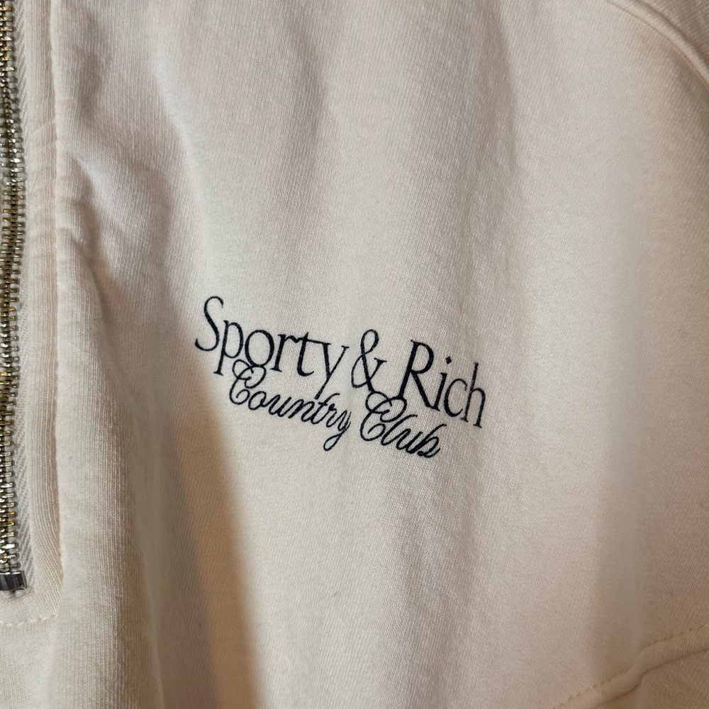 SPORTY & RICH Cream Country Club Quarter Zip
Sweatshirt Size Large - Picture 5 of 8